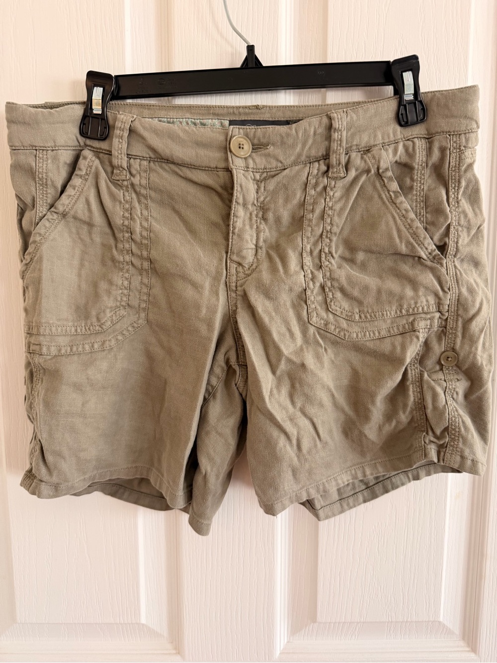 Level 99 - Khaki Linen Blend Utility Shorts - size 30
